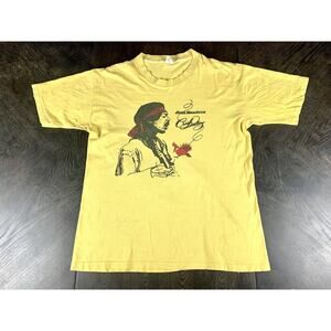 Vtg 1970’s Jimi Hendrix Tshirt Crash Landing Yellow W/ Red Bird Single Stitch L